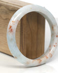 Baikalla Light Green & White W/ SaJin Jadeite Jade "Half Round" Bangle Bracelet (60.5mm) 