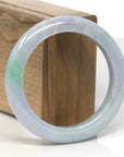 Baikalla Light Lavender & Apple-Green Jadeite Jade "Half Round" Bangle Bracelet (55.6mm) 