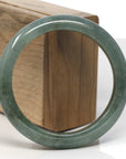 Baikalla Dark Oil-Green Jadeite Jade "Half Round" Bangle Bracelet (59mm) 