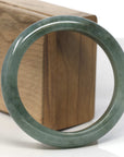 Baikalla Dark Oil-Green Jadeite Jade "Half Round" Bangle Bracelet (59mm) 