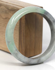 Baikalla Apple-Green & Wuji Jadeite Jade "Half Round" Bangle Bracelet (60mm) 