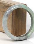 Baikalla Apple-Green & Wuji Jadeite Jade "Half Round" Bangle Bracelet (60mm) 