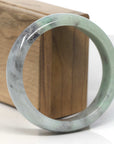 Baikalla Apple-Green & Wuji Jadeite Jade "Half Round" Bangle Bracelet (60mm) 