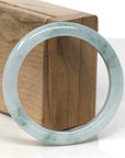 Baikalla Light Green W/ Blue-Green Flowers Jadeite Jade "Half Round" Bangle Bracelet (55.4mm) 