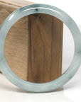 Baikalla Light Blue-Green W/ Dark Blue-Green Flowers Jadeite Jade "Half Round" Bangle Bracelet (63.4mm) 