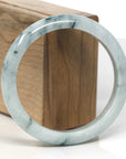 Baikalla Light Green W/ Dark Blue-Green Flowers Jadeite Jade "Half Round" Bangle Bracelet (59.5mm) 