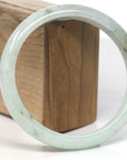 Baikalla Light Green Jadeite Jade "Half Round" Bangle Bracelet (68mm) 