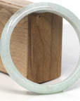 Baikalla Light Green Jadeite Jade "Half Round" Bangle Bracelet (68mm) 