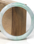 Baikalla Apple-Green & White Jadeite Jade "Half Round" Bangle Bracelet (62mm) 