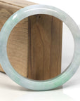 Baikalla Apple-Green & White Jadeite Jade "Half Round" Bangle Bracelet (62mm) 