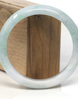 Baikalla Apple-Green & White Jadeite Jade "Half Round" Bangle Bracelet (62mm) 