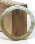 Baikalla Yellow-Brown & Light Blue-Green Jadeite Jade "Half Round" Bangle Bracelet (57mm) 