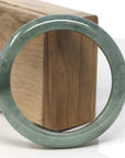 Baikalla Oil-Green Jadeite Jade "Half Round" Bangle Bracelet (59mm) 