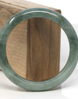 Baikalla Oil-Green Jadeite Jade "Half Round" Bangle Bracelet (59mm) 