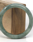 Baikalla Oil-Green Jadeite Jade "Half Round" Bangle Bracelet (59mm) 