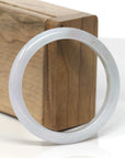Baikalla Light Lavender W/ SaJin Jadeite Jade "Half Round" Bangle Bracelet (54.5mm) 