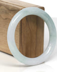 Baikalla White & Green Jadeite Jade "Traditional Full Round" Bangle Bracelet (55mm) 