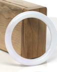 Baikalla White Jadeite Jade "Traditional Full Round" Bangle Bracelet (53mm) 