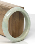 Baikalla Light Yellow-Green Jadeite Jade "Half Round" Bangle Bracelet (57mm) 