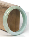 Baikalla Light Blue-Green & Yellow-Green Jadeite Jade "Half Round" Bangle Bracelet (59mm) 