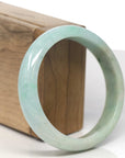 Baikalla Light Blue-Green & Yellow-Green Jadeite Jade "Half Round" Bangle Bracelet (59mm) 