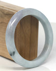 Baikalla Light Blue-Green & Smoky Lavender Jadeite Jade "Half Round" Bangle Bracelet (60mm) 