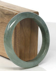 Baikalla Dark Oil-Green Jadeite Jade "Half Round" Bangle Bracelet (57.5mm) 
