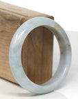 Baikalla Light Green & SaJin (Golden Dust) Jadeite Jade "Half Round" Bangle Bracelet (56.5mm) 