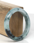 Baikalla Blue-Green & Wuji Jadeite Jade "Half Round" Bangle Bracelet (55.8mm) 