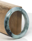 Baikalla Blue-Green & Wuji Jadeite Jade "Half Round" Bangle Bracelet (55.8mm) 