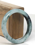 Baikalla Blue-Green & Wuji Jadeite Jade "Half Round" Bangle Bracelet (55.8mm) 