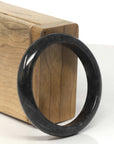 Baikalla Genuine Burmese Black Wuji Jadeite Jade Bangle Bracelet (54.1 mm) 