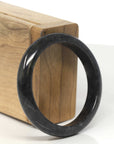 Baikalla Genuine Burmese Black Wuji Jadeite Jade Bangle Bracelet (54.1 mm) 