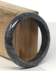 Baikalla Genuine Burmese Black Wuji Jadeite Jade Bangle Bracelet (57.5 mm) 