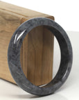 Baikalla Genuine Burmese Black Wuji Jadeite Jade Bangle Bracelet (57.5 mm) 