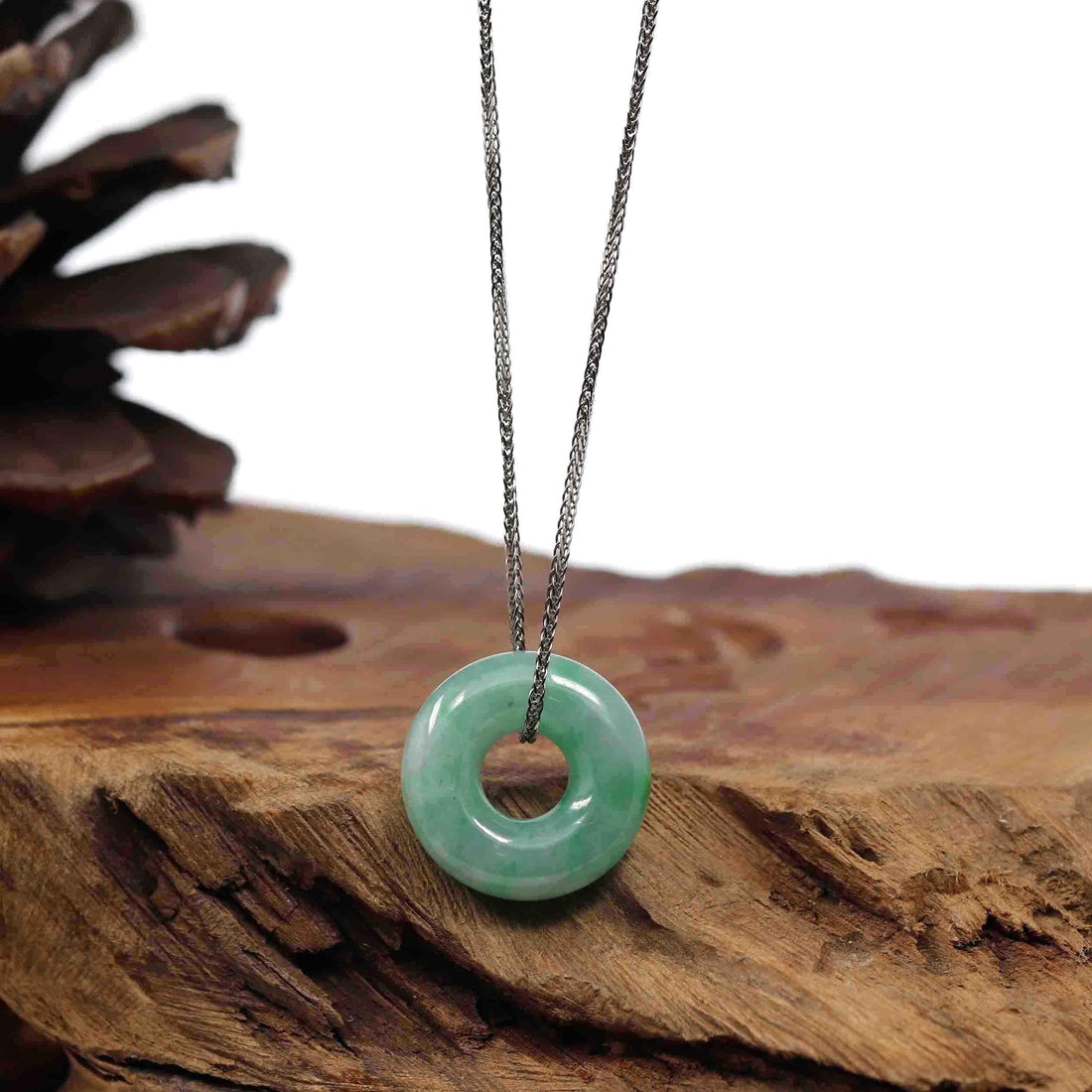 Baikalla Jewelry Jade Pendant Necklace Baikalla "Good Luck Button" Necklace Green Jadeite Jade Pendant