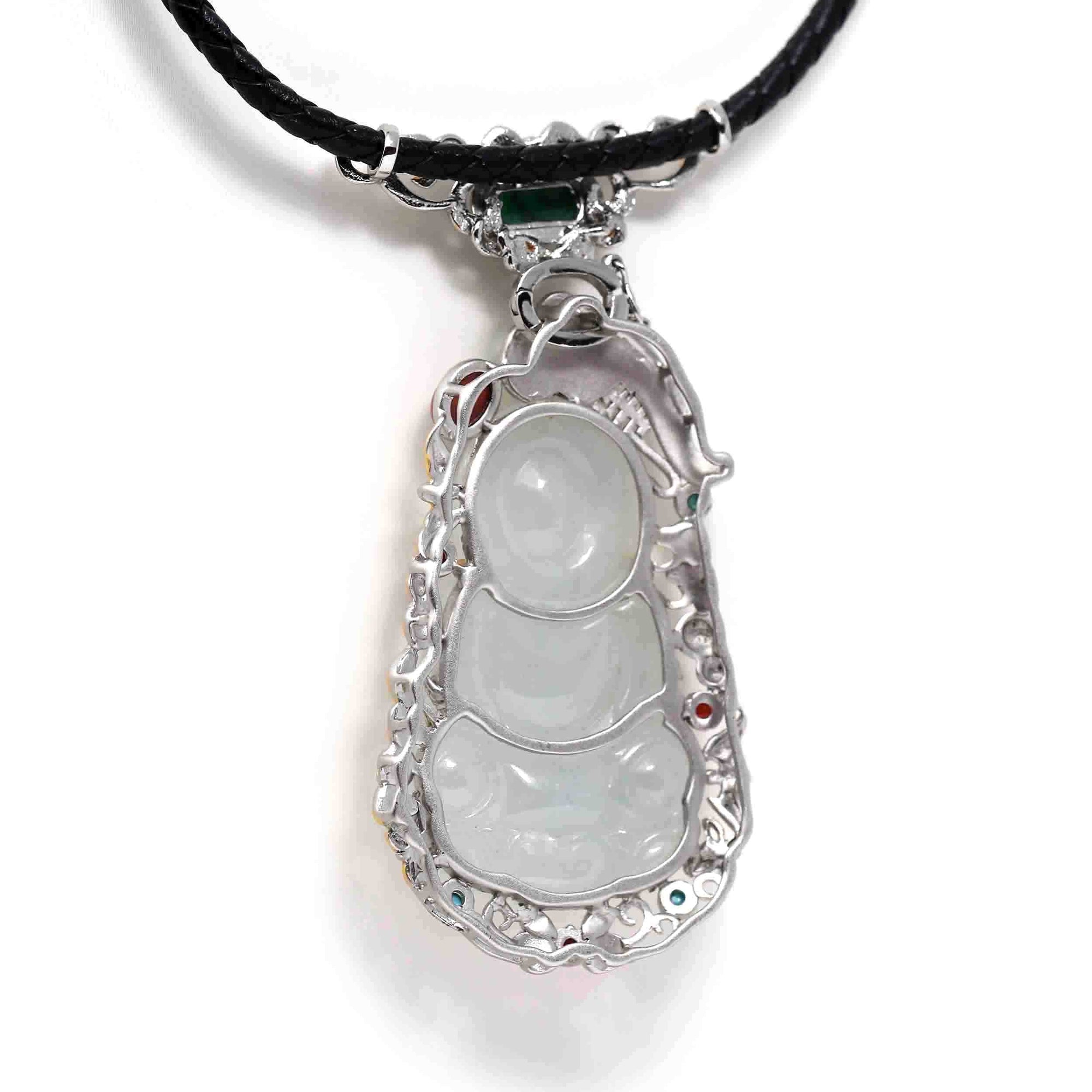 Baikalla Jewelry Jadeite Jade Buddha & Guanyin Genuine Burmese light Green Jadeite Jade Guanyin Pendant Necklace