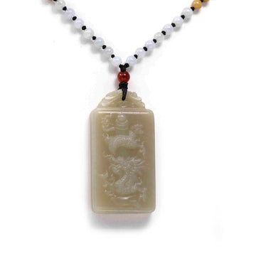 Baikalla Jewelry Jade Pendant Necklace Baikalla™ "Dragon Rising" Genuine HeTian Yellow Nephrite Jade Dragon Pendant Necklace