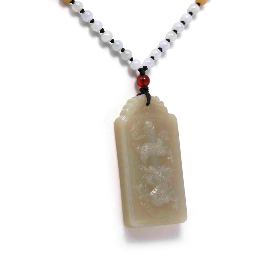 Baikalla Jewelry Jade Pendant Necklace Baikalla™ "Dragon Rising" Genuine HeTian Yellow Nephrite Jade Dragon Pendant Necklace