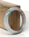Baikalla Icy Multi-Color "Fu Lu Shou" W/ Sajin Jadeite Jade "Half Round" Bangle Bracelet (54mm) 