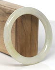 Baikalla Icy Light Yellow "Traditional Round" Jadeite Jade Bangle Bracelet (59.5mm) 
