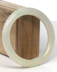 Baikalla Icy Light Yellow "Traditional Round" Jadeite Jade Bangle Bracelet (59.5mm) 