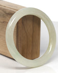 Baikalla Icy Light Yellow "Traditional Round" Jadeite Jade Bangle Bracelet (59.5mm) 