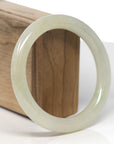 Baikalla Icy Light Yellow "Traditional Round" Jadeite Jade Bangle Bracelet (59.5mm) 