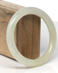 Baikalla Icy Light Yellow "Traditional Round" Jadeite Jade Bangle Bracelet (59.5mm) 