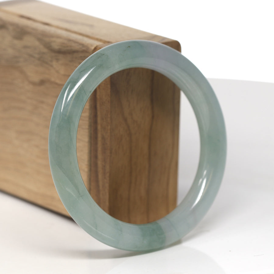 Baikalla Icy Green "Traditional Round" Jadeite Jade Bangle Bracelet (54.9mm) GIA #1236657599  #TT207