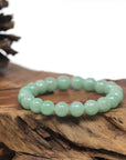 Baikalla Apple-Green Genuine Jadeite Jade Round Bead Bracelet (9mm)