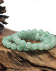Baikalla Apple-Green Genuine Jadeite Jade Round Bead Bracelet (9mm)