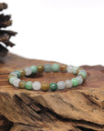 Baikalla Multi-Color Genuine Jadeite Jade Round Bead Bracelet (6.7mm)