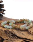 Baikalla Round Multi-Color Genuine Jadeite Jade Bead Bracelet (7mm)